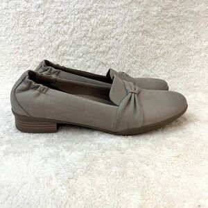 Dansko Karen Loafers Womens Sz 40 (US 9.5-10) Bow Slipon Nubuck Leather Taupe‎